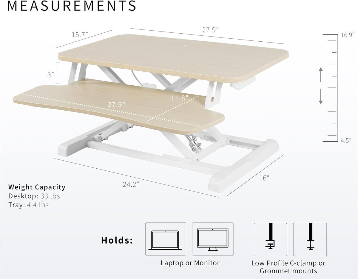 Black 32 in Standing Desk Converter, DESK-V000K