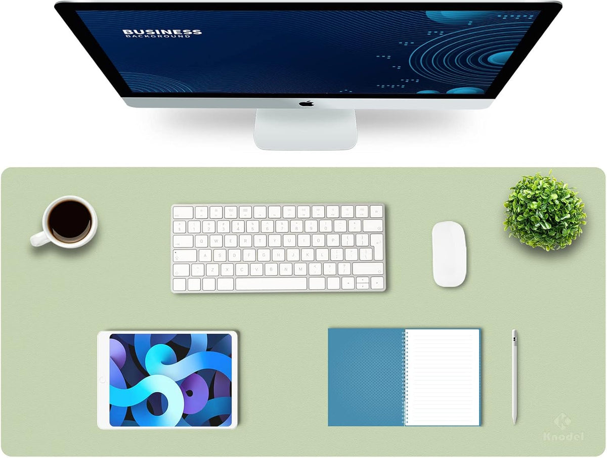 K KNODEL Large Office Leather Desk Mat, Mouse and Keyboard Pad, Computer and Laptop Mat, Desktop Protector and Cover, Writing Pad and Blotter (31.5"x15.7", Black)