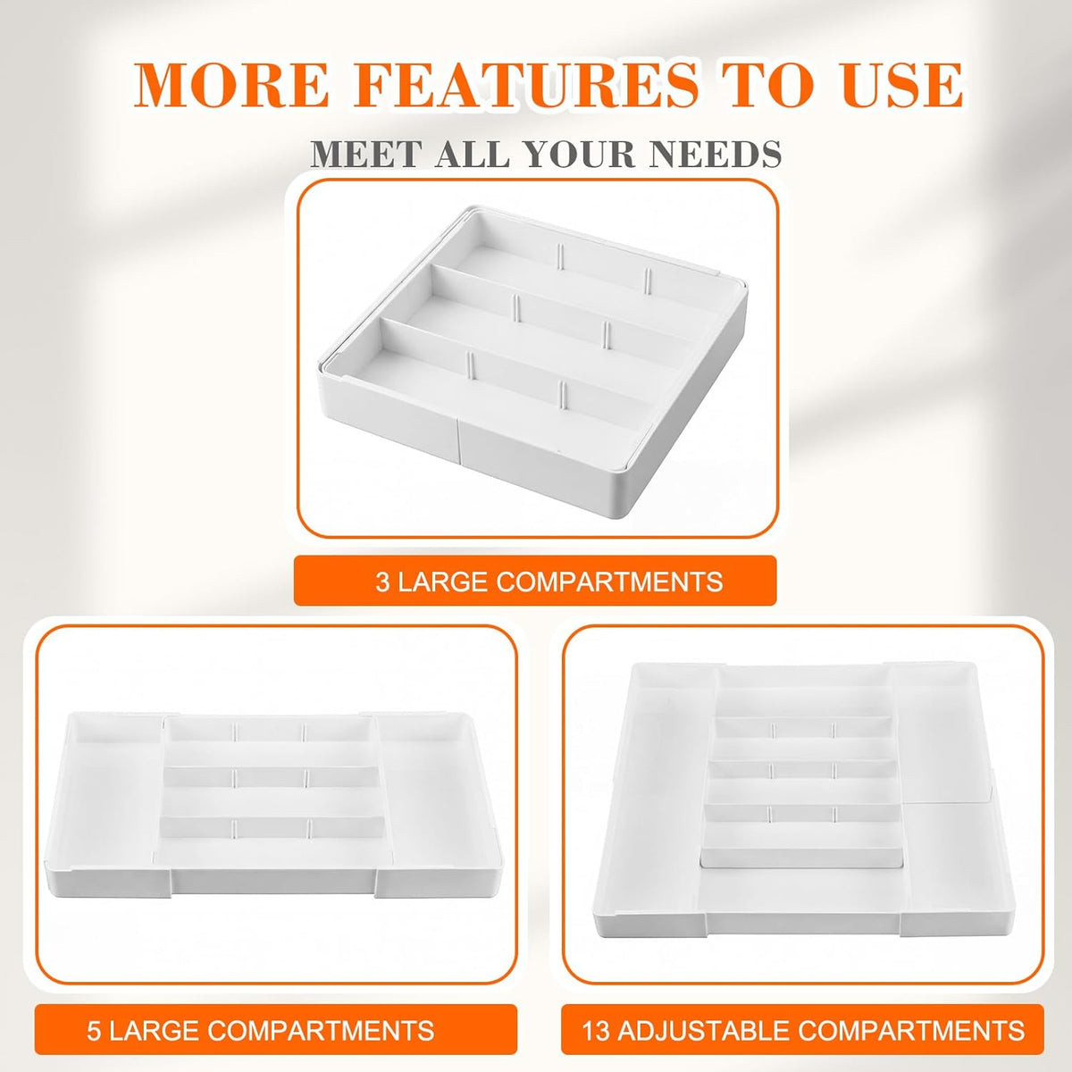 Briwooody 1 Pcs Large Expandable Acrylic Drawer Organizers, Grid Adjustable Drawer, Dividers Organizer for Desk, Makeup, Jewelry, Office, Kitchen Supplies (Clear,11 Compartments)