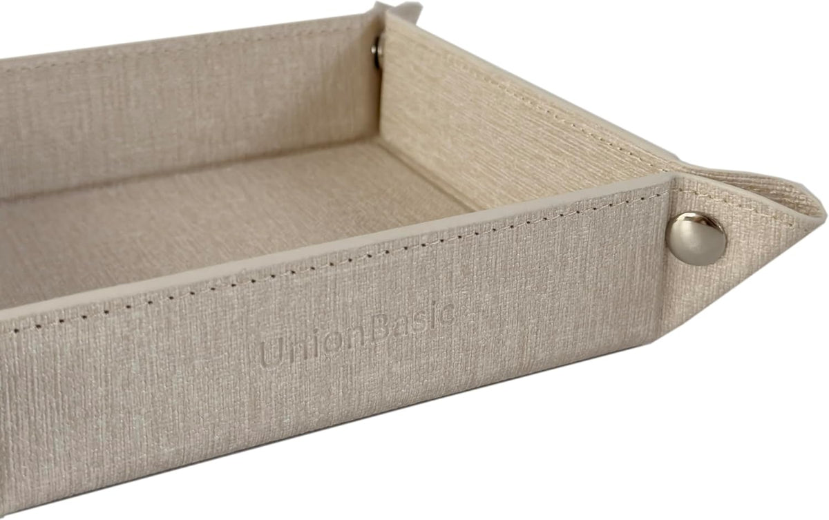 UnionBasic Small Valet Tray, Jewelry Tray for Rings Watches Earrings, Entryway Catchall Caddy for Coins Keys Change, Nightstand Bedside Valet Holder, Trays for Electronic Gadgets, Beige - Colors B