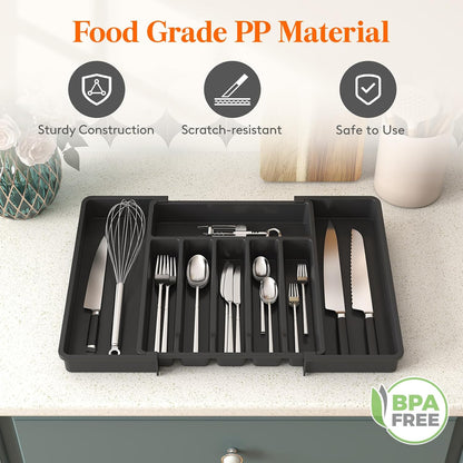 Expandable Silverware Drawer Organizer, Kitchen Utensil Tray