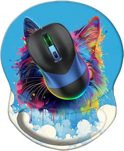 Wrist Support Mouse Pad Anti Slip Rubber Wrist Rest Mousepad 9in X 8in Small Desktop Notebook Mouse Mat for Working and Gaming (M-Pink Floral)