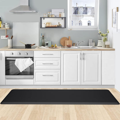 KitchenClouds Kitchen Mat Cushioned Anti Fatigue Rug 17.3"x28" Water Resistant, Non Slip, Standing and Comfort Desk/Floor Mats for House Sink Office (Black)