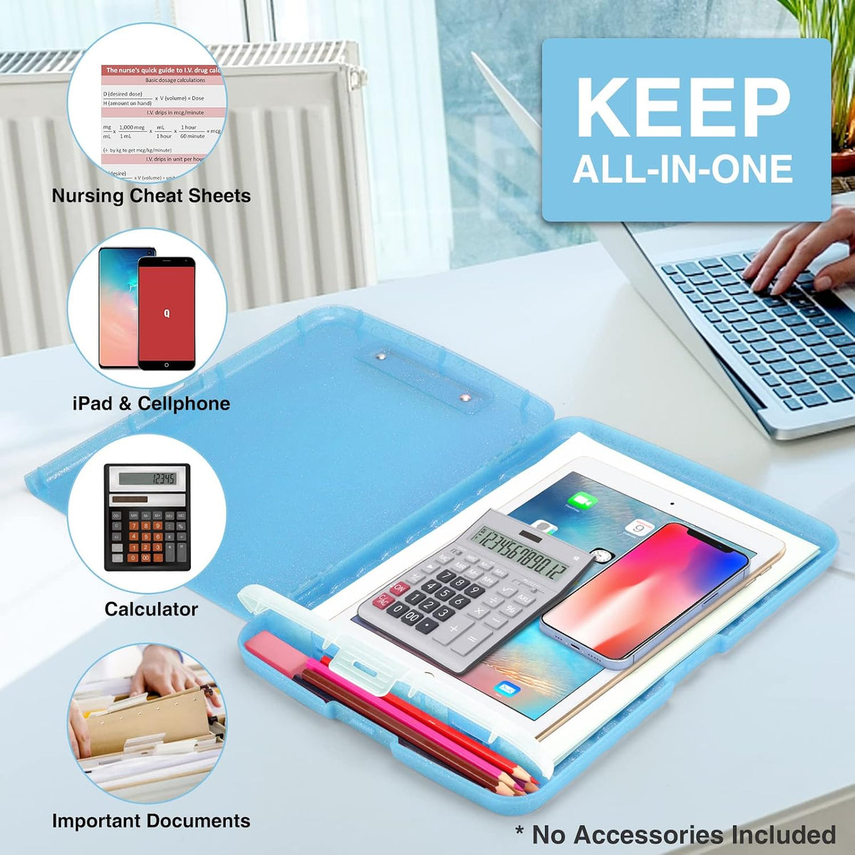 Clipboard with Storage, Clip Board 8.5 x 11 with Pen Holder, High Capacity Plastic Organization Case Box for Letter Legal A4 Size Paper, Nurses Teachers Must Haves, School & Office Supplies