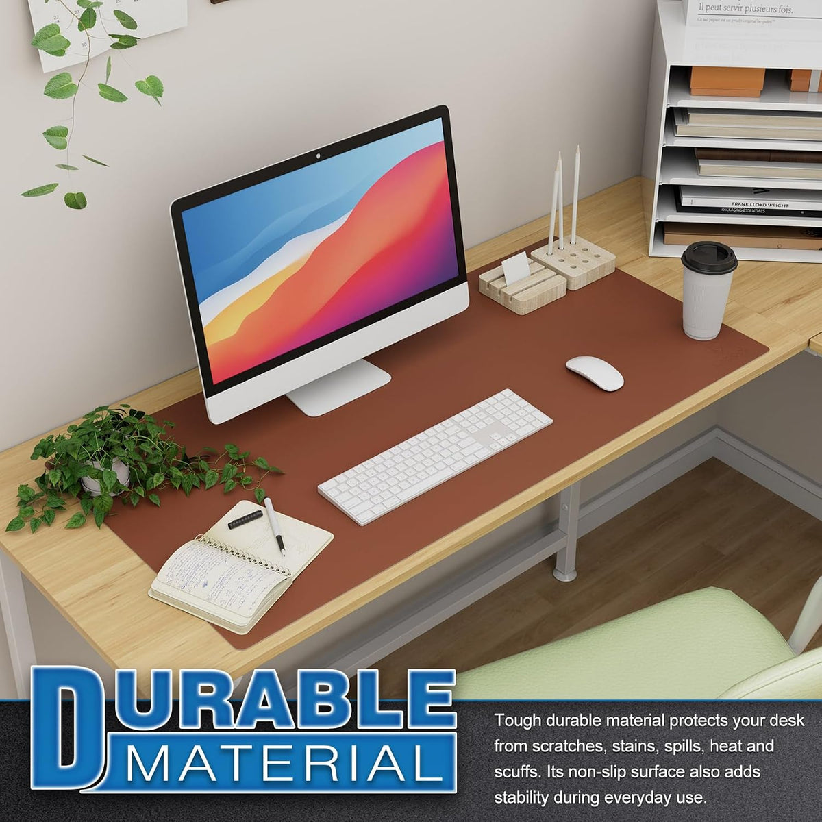 K KNODEL Large Office Leather Desk Mat, Mouse and Keyboard Pad, Computer and Laptop Mat, Desktop Protector and Cover, Writing Pad and Blotter (31.5"x15.7", Black)