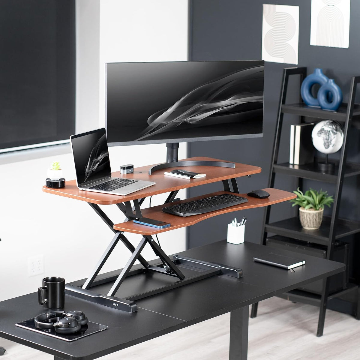 Black 32 in Standing Desk Converter, DESK-V000K