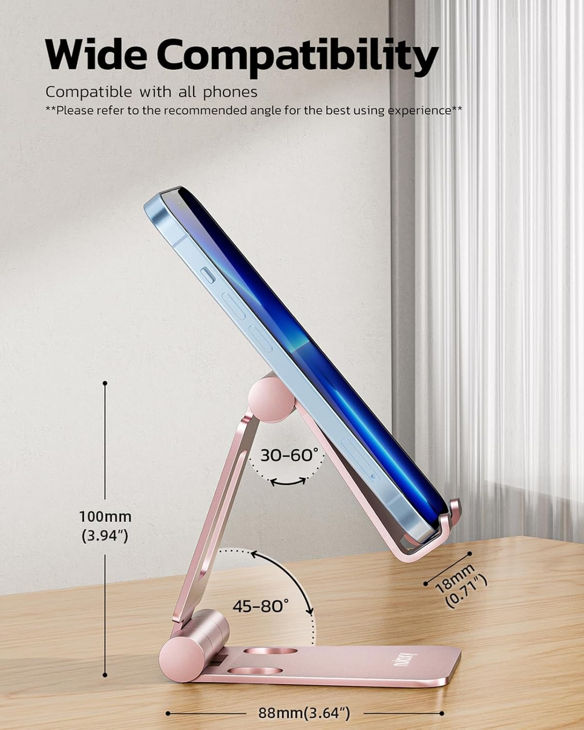 Nulaxy Dual Folding Cell Phone Stand, Fully Adjustable Foldable Desktop Phone Holder Cradle Dock Compatible with iPhone 17 16 15 14 13 12 11 Pro Max Xs Xr X 8, Nintendo Switch, All Phones - Purple