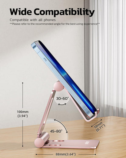 Nulaxy Dual Folding Cell Phone Stand, Fully Adjustable Foldable Desktop Phone Holder Cradle Dock Compatible with iPhone 17 16 15 14 13 12 11 Pro Max Xs Xr X 8, Nintendo Switch, All Phones - Purple