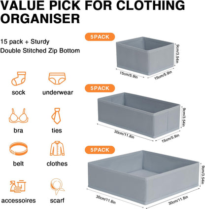 Drawer Organizer Clothes, Dresser Organizer, Foldable Closet Organizers and Storage, Fabric Dresser Bins, Drawer Dividers for Nursery, Baby Clothes, Underwears, Sock (Beige)