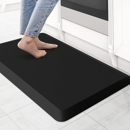 KitchenClouds Kitchen Mat Cushioned Anti Fatigue Rug 17.3"x28" Water Resistant, Non Slip, Standing and Comfort Desk/Floor Mats for House Sink Office (Black)