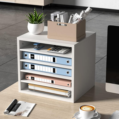 VEVOR Literature Organizers, 12 Compartments Office Mailbox with Adjustable Shelves, Wood Literature Sorter 20.4x12x16.1 inches for Office, Home, Classroom, Mailrooms Organization, EPA Certified White