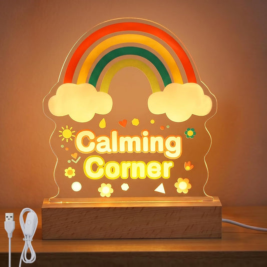 Rainbow Classroom Lamp for Calm Down Corner Supplies - Acrylic Desk Lamp Sign for Boho Classroom Decor Reading Corner Teacher Office, USB Powered