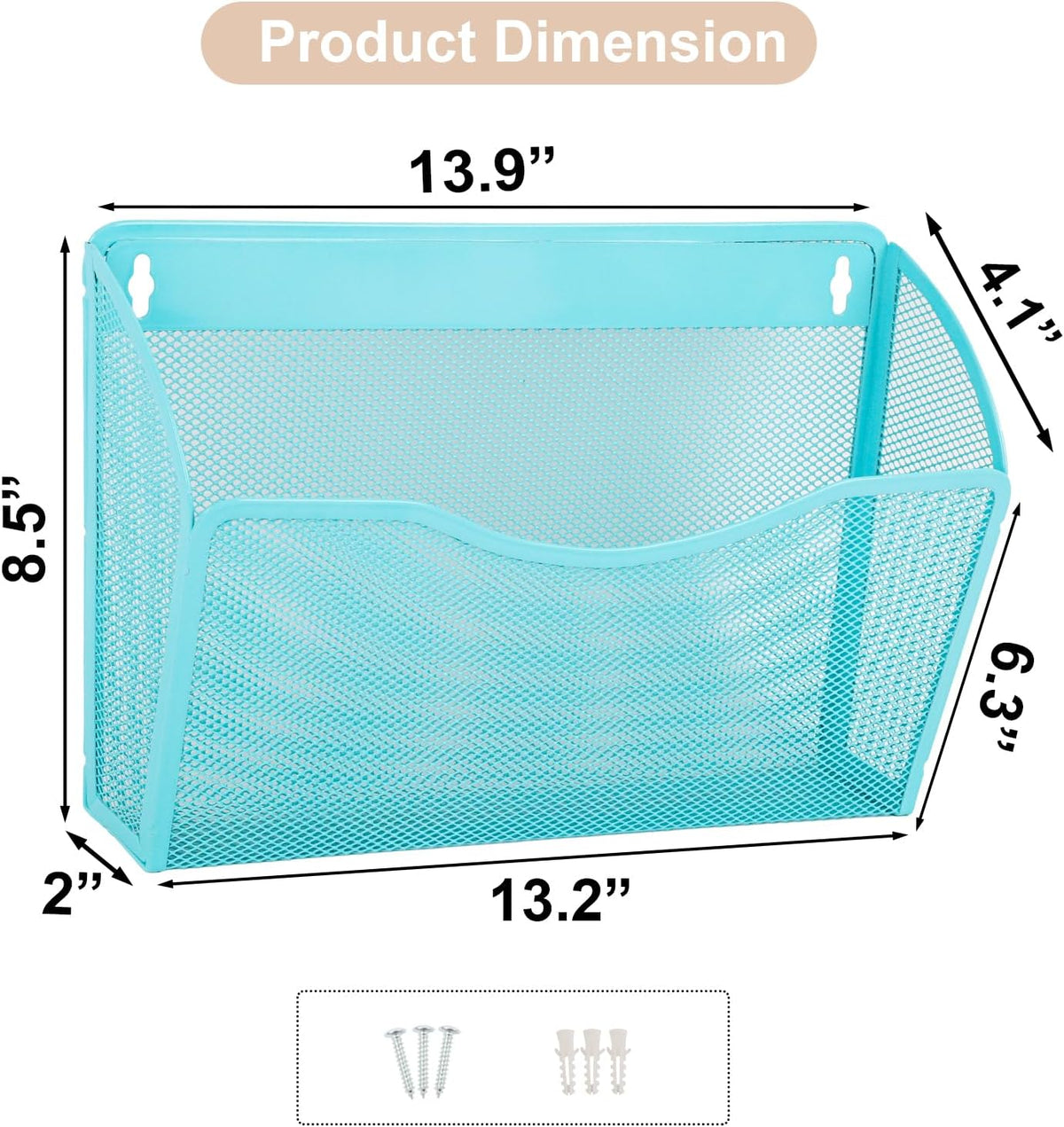 EASEPRES 3 Single Pocket Mesh Hanging File Organizer, Vertical Wall Mounted Magazine File Holder, Mount Basket Mail Paper Document Folder Organizing for Office, Home and School, Black