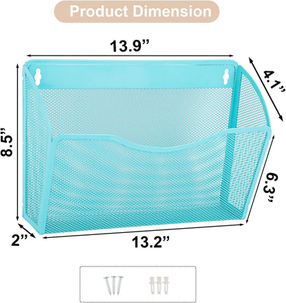EASEPRES 3 Single Pocket Mesh Hanging File Organizer, Vertical Wall Mounted Magazine File Holder, Mount Basket Mail Paper Document Folder Organizing for Office, Home and School, Black