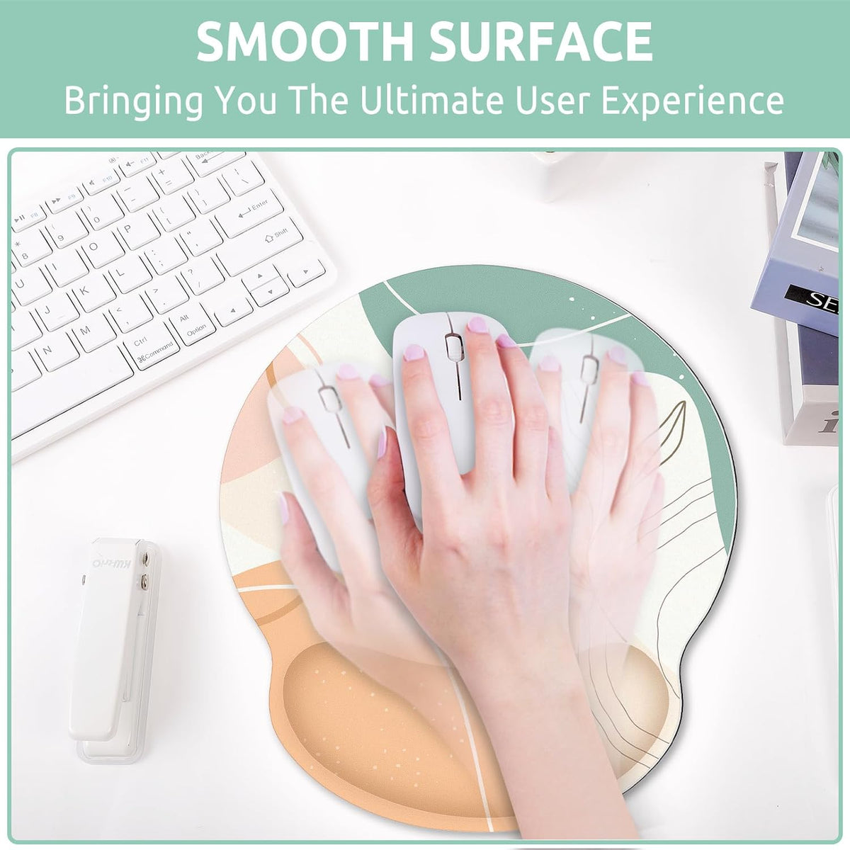 KONVINIT Ergonomic Mouse Pad with Wrist Rest, Small Mousepad with Non-Slip Rubber Base and Smooth Surface, Beach Mouse Pads for Desk, Office Desk Accessories