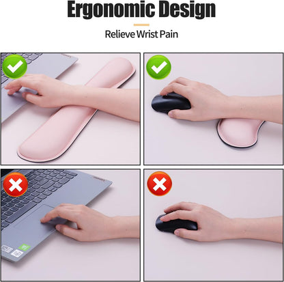Bloss Leather Desk Pad and Keyboard Wrist Rest, Large Mouse Pad + Keyboard Pad+Mouse Wrist Support, Non-Slip Desk Mat Protector for Office, Home(31.5×15.7 Inches,Beige) - Colors B