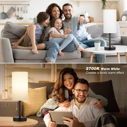 Dicoool Bedside Table Lamp for Bedroom - Small Desk Lamp with USB Ports
