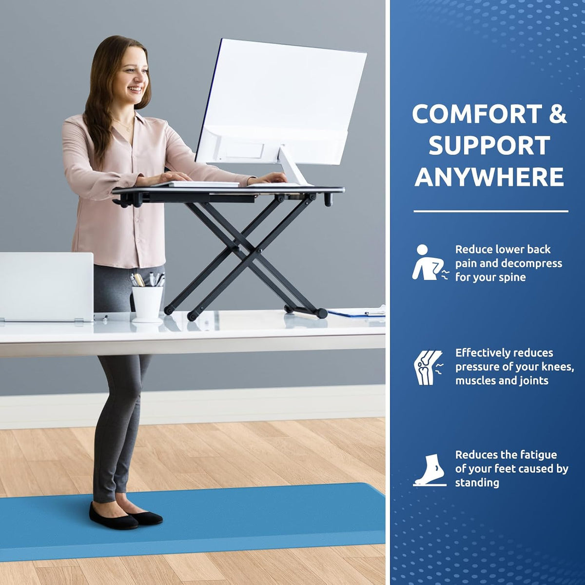 KitchenClouds Kitchen Mat Cushioned Anti Fatigue Rug 17.3"x28" Water Resistant, Non Slip, Standing and Comfort Desk/Floor Mats for House Sink Office (Black)