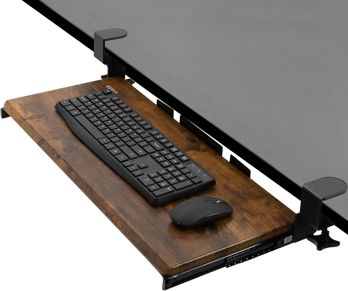 VIVO Extra Long Clamp-on Computer Keyboard and Mouse Under Desk Slider Tray, 34 x 11 inch Pull Out Platform Drawer, Black, MOUNT-KB15EB