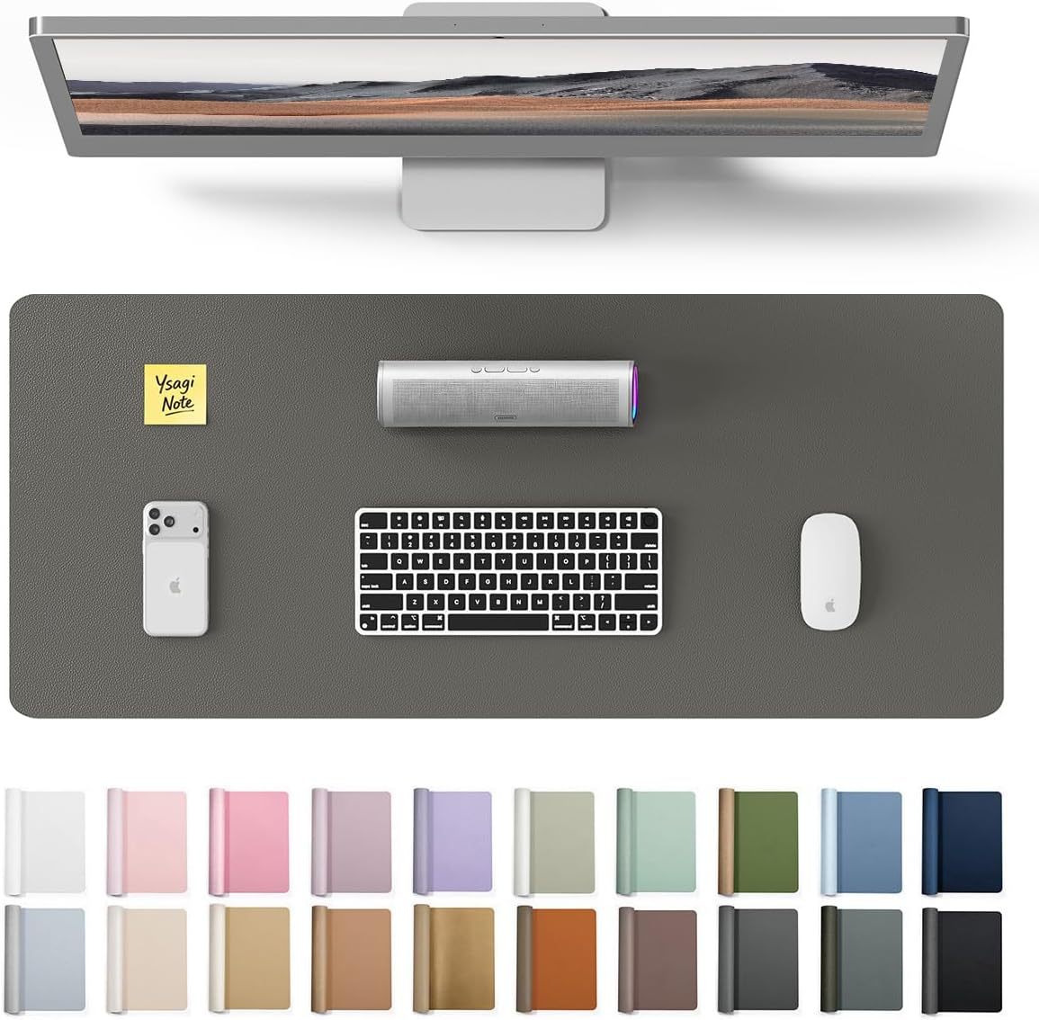 YSAGi Leather Desk Pad Protector, Office Desk Mat, Large Mouse Pad, Non-Slip PU Leather Desk Blotter, Waterproof Laptop Desk Writing Pad for Office and Home (23.6" x 13.8", Eggshell) - Colors B