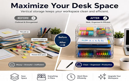 DCA Large Capacity Desk Organizer, 4 Tier Paper Organizer, File Organizer for Desk, Stackable Paper Tray for Office, Home and School