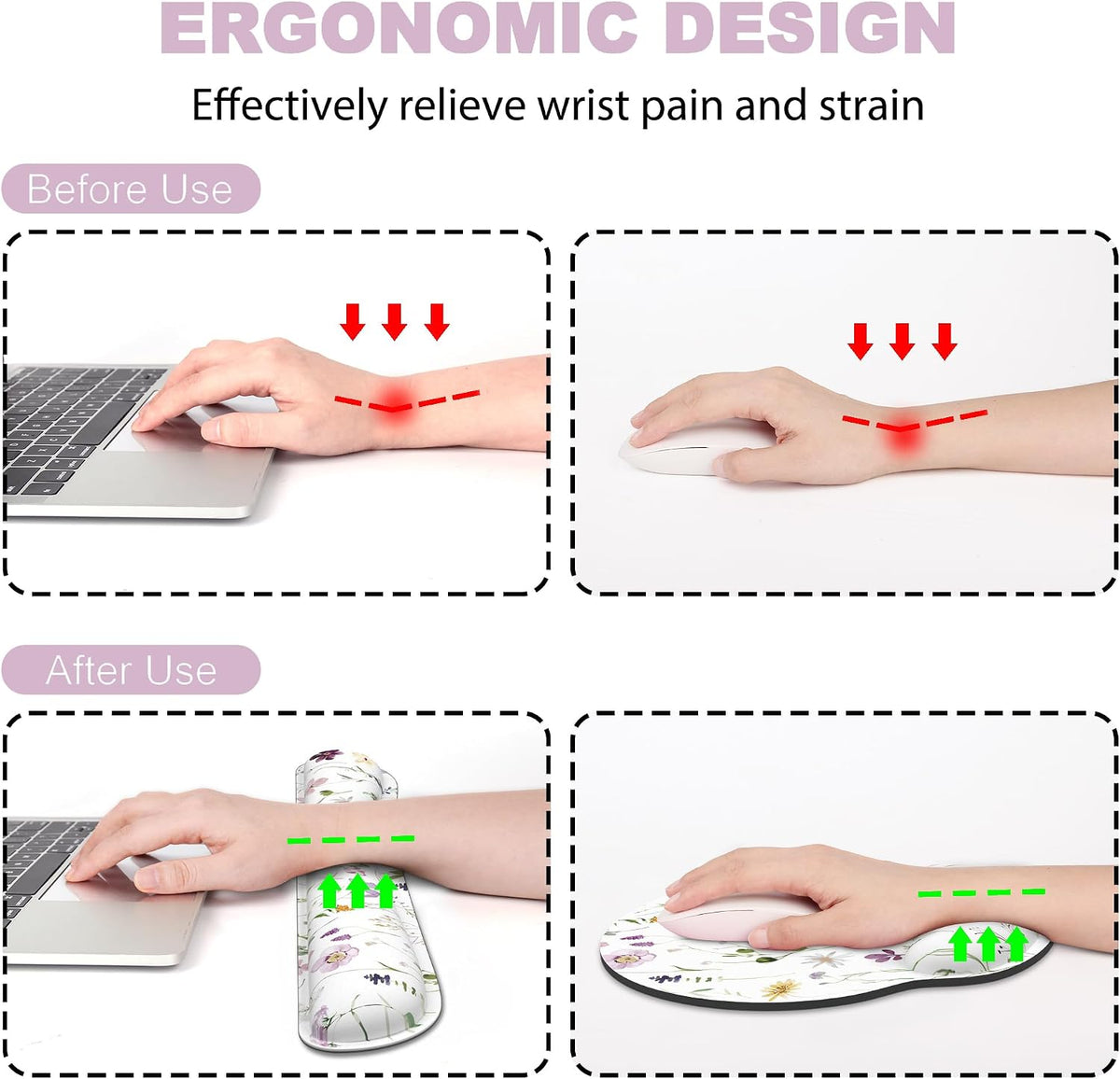 Ergonomic Mouse Pad with Wrist Rest and Keyboard Wrist Rest, Mousepad