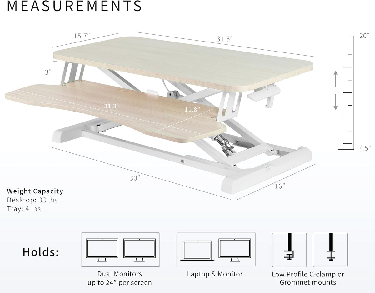 Black 32 in Standing Desk Converter, DESK-V000K