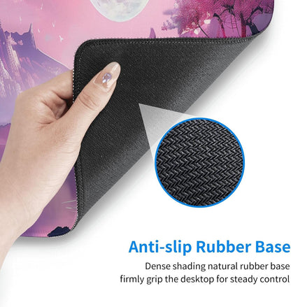 Japanese Mouse Pad, Large Japanese Desk Mat, XL Anime Gaming Keyboard Mat, Non-Slip Rubber Base, Big Extended Desk Protector for Home Office, 31.5”x11.8”