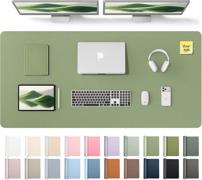 YSAGi Leather Desk Pad Protector, Office Desk Mat, Large Mouse Pad, Non-Slip PU Leather Desk Blotter, Waterproof Laptop Desk Writing Pad for Office and Home (23.6" x 13.8", Eggshell) - Colors A