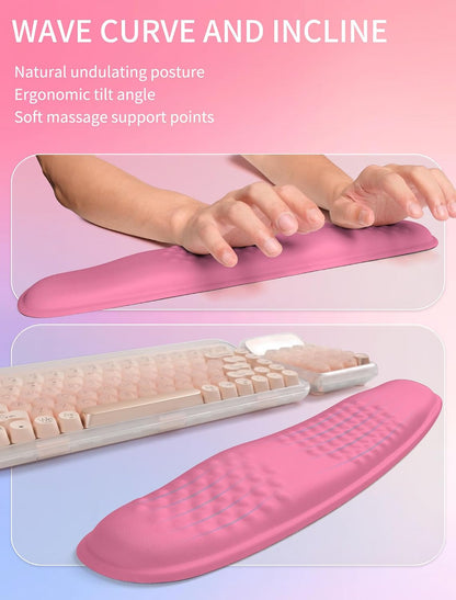 2in1 Combination, Wave Keyboard Wrist Rest and Ergonomic Curvature Mouse Pad Wrist Support for Relieve Wrist Pain, Filled with Soft Cushion Memory Foam, Black