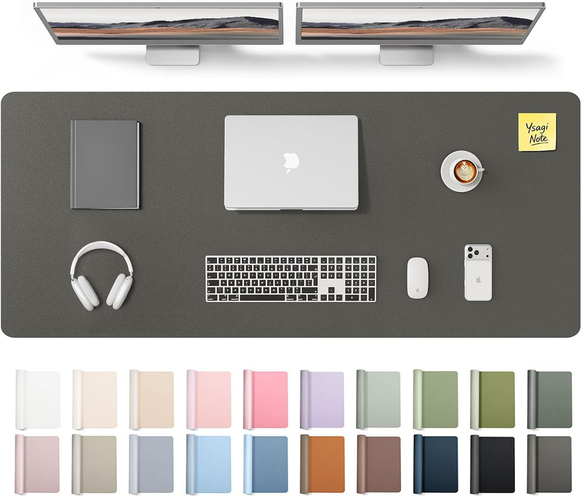YSAGi Leather Desk Pad Protector, Office Desk Mat, Large Mouse Pad, Non-Slip PU Leather Desk Blotter, Waterproof Laptop Desk Writing Pad for Office and Home (23.6" x 13.8", Eggshell) - Colors B