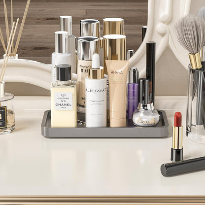 Small Bathroom Vanity Tray for Countertop Makeup Perfume Jewelry Decor Candle Keys, Small Black Kitchen Tray for Soap Dispenser Spice Bamboo Toilet Tray 7.9" L x 4" W x 0.79" H