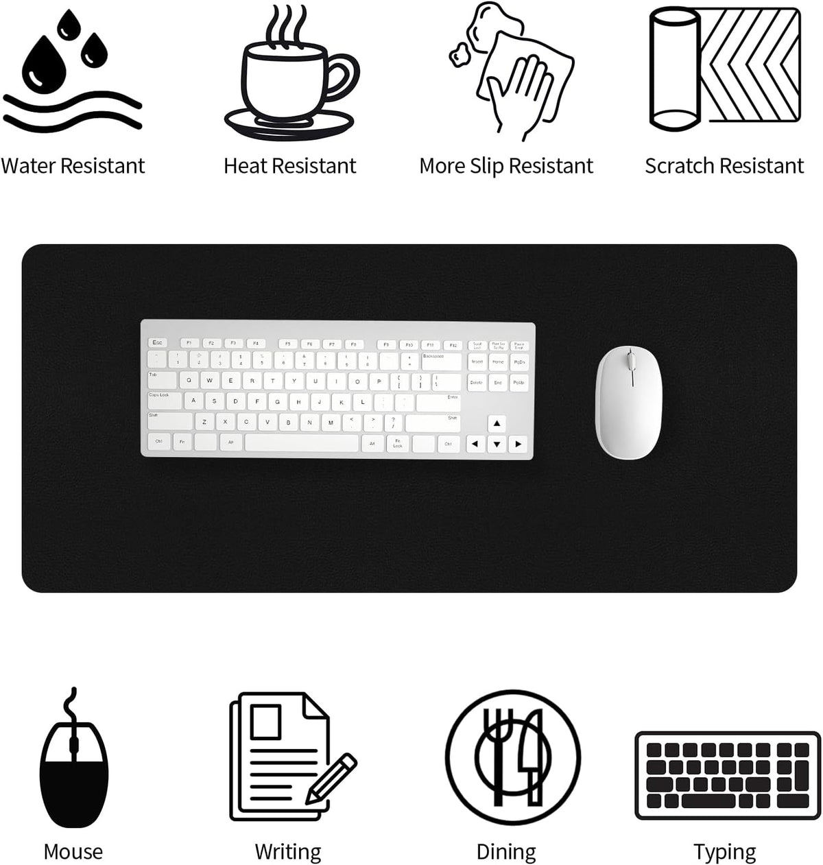 Bloss Leather Desk Pad and Keyboard Wrist Rest, Large Mouse Pad + Keyboard Pad+Mouse Wrist Support, Non-Slip Desk Mat Protector for Office, Home(31.5×15.7 Inches,Beige) - Colors B