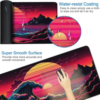 Large Gaming Mouse Pad, 31.5x15.7 inch Large Extended Computer Keyboard Mouse Mat, Water Resist Non-Slip Mousepad Rubber Base Long XXL Desk Mouse Pad for Work & Gaming, Office & Home, Black