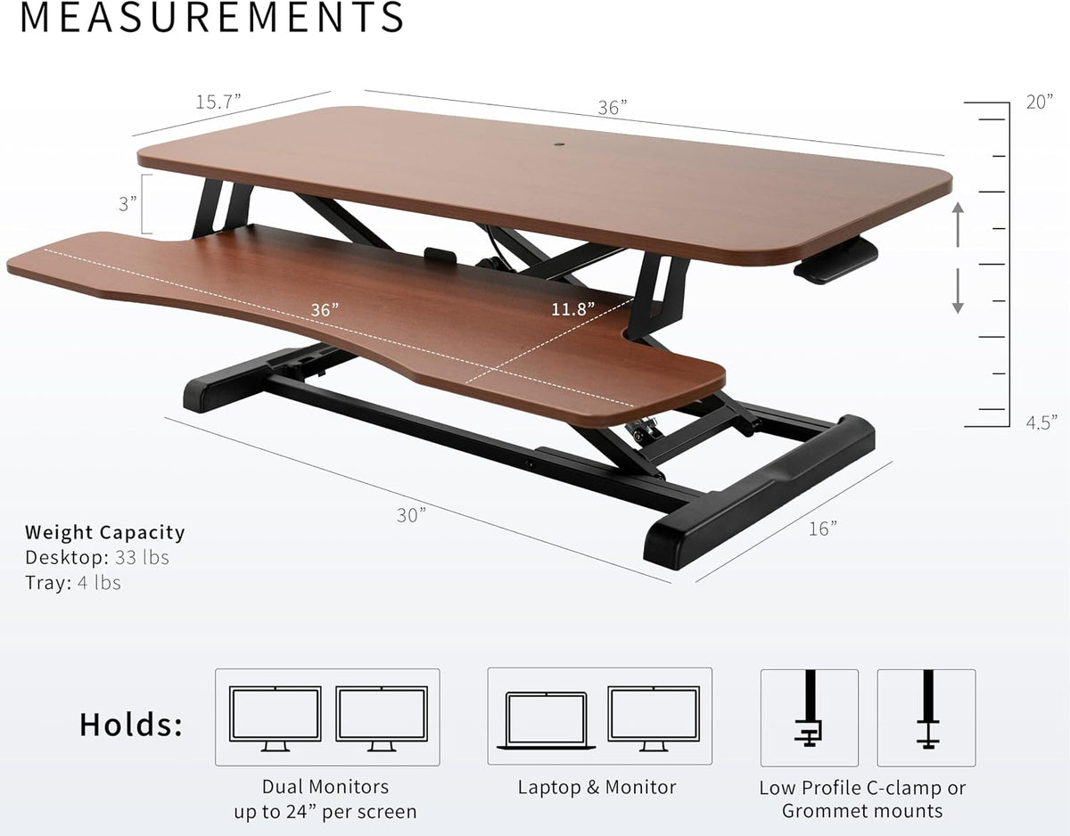 Black 32 in Standing Desk Converter, DESK-V000K