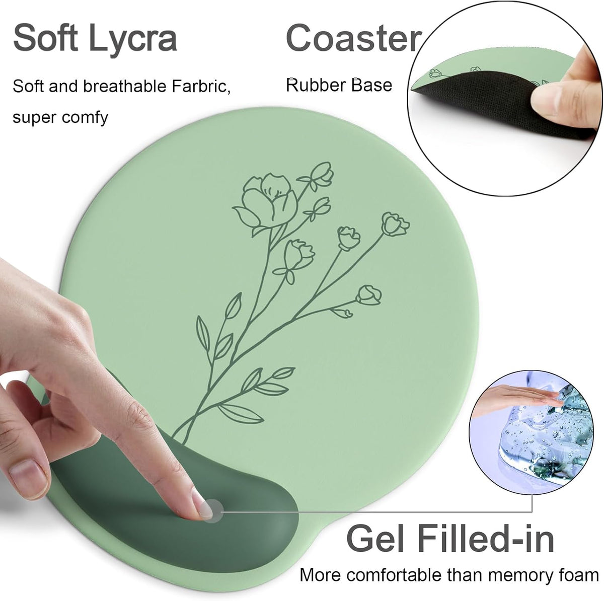 Ergonomic Mouse Pad with Wrist Support Rest,Large Mousepad Gel Wrist Rest, with Coaster Non-Slip & Pain Relief for Computer, Desk, Home&Office-Beach - Colors B