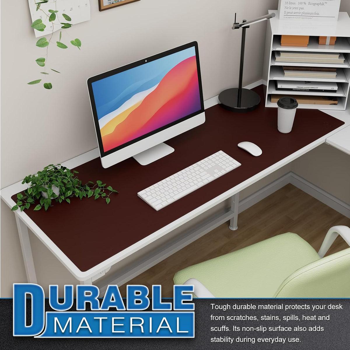 K KNODEL Large Office Leather Desk Mat, Mouse and Keyboard Pad, Computer and Laptop Mat, Desktop Protector and Cover, Writing Pad and Blotter (31.5"x15.7", Black)