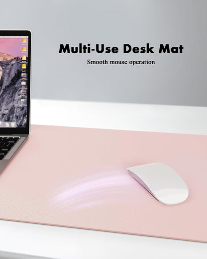 Double-Sided Desk Pad, 31.5"x15.7"Leather Desk Mat, Eco Cork Desk Pad Protector,Large Mouse Pad,Waterproof Desk Blotter for Office/Home(Coffee)