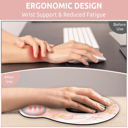 KONVINIT Ergonomic Mouse Pad with Wrist Rest, Small Mousepad with Non-Slip Rubber Base and Smooth Surface, Beach Mouse Pads for Desk, Office Desk Accessories