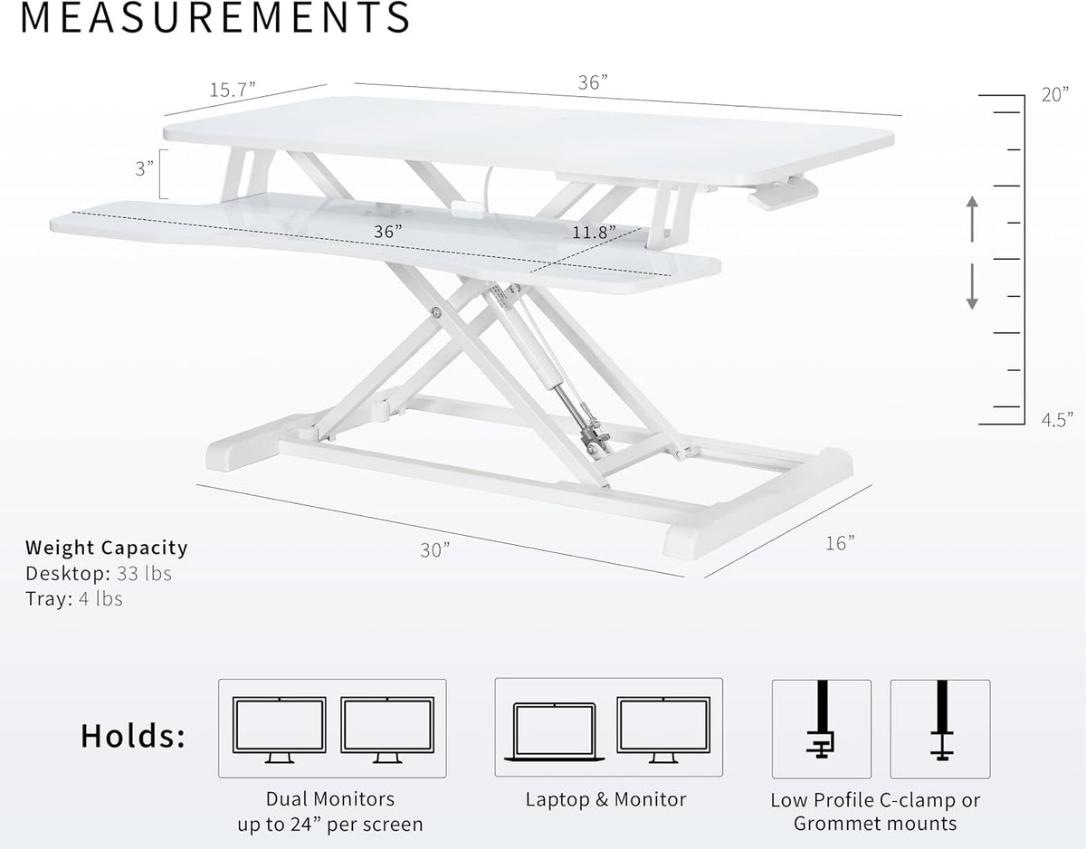 Black 32 in Standing Desk Converter, DESK-V000K