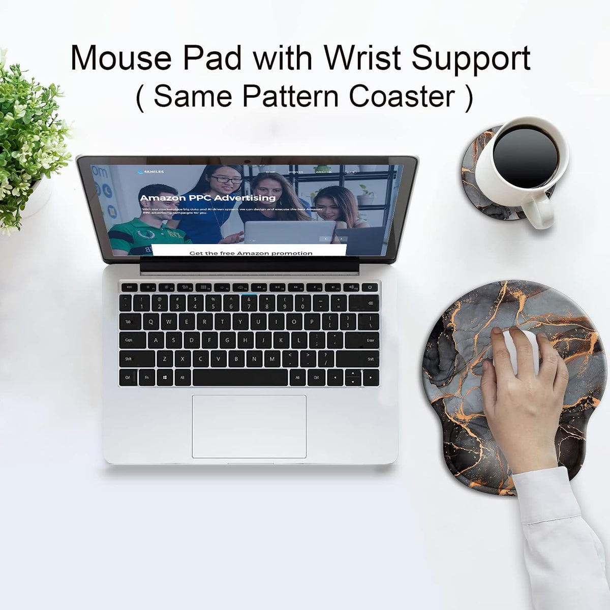 Ergonomic Mouse Pad with Wrist Support Rest,Large Mousepad Gel Wrist Rest, with Coaster Non-Slip & Pain Relief for Computer, Desk, Home&Office-Beach - Colors B