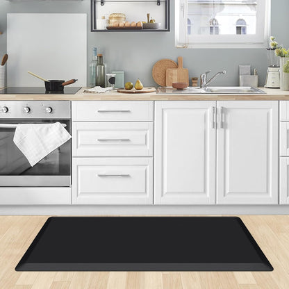 KitchenClouds Kitchen Mat Cushioned Anti Fatigue Rug 17.3"x28" Water Resistant, Non Slip, Standing and Comfort Desk/Floor Mats for House Sink Office (Black)
