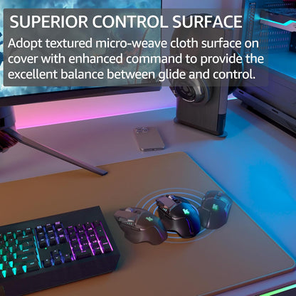 KTRIO Large Gaming Mouse Pad Desk Mat for Gamer, 31.5" x 11.8", Black, XL | Extended Size Design, Superior Micro-Weave Cloth, Non-Slip Rubber Base, Durable Stitched Edges, Water-Resistant Coating