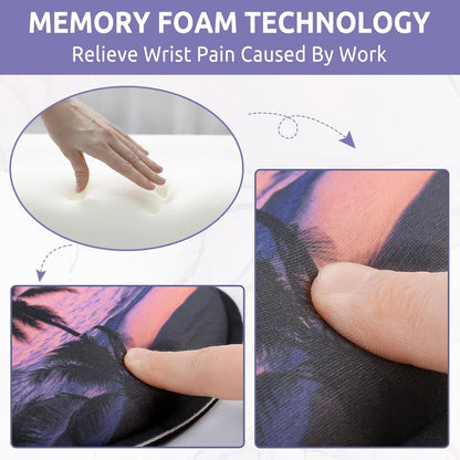 KONVINIT Ergonomic Mouse Pad with Wrist Rest, Small Mousepad with Non-Slip Rubber Base and Smooth Surface, Beach Mouse Pads for Desk, Office Desk Accessories