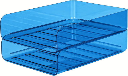 CiWiVOKi 4 Trays Paper Organizer Letter Tray, Acrylic Clear PET Desk File Organizer, Stackable Paper Holder Sorter for Desk Accessories, Files, Documents, iPad, Books, A4 Size, No Assembly Required
