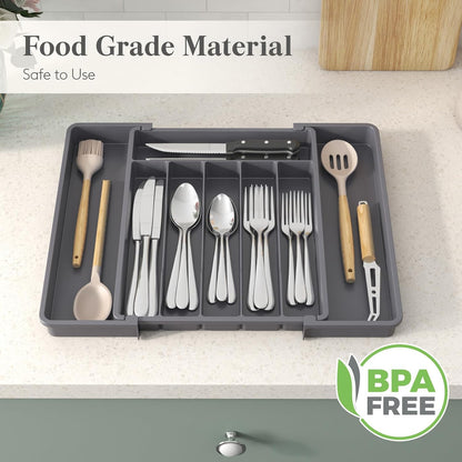 Expandable Silverware Drawer Organizer, Kitchen Utensil Tray