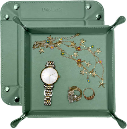 UnionBasic Small Valet Tray, Jewelry Tray for Rings Watches Earrings, Entryway Catchall Caddy for Coins Keys Change, Nightstand Bedside Valet Holder, Trays for Electronic Gadgets, Beige - Colors B