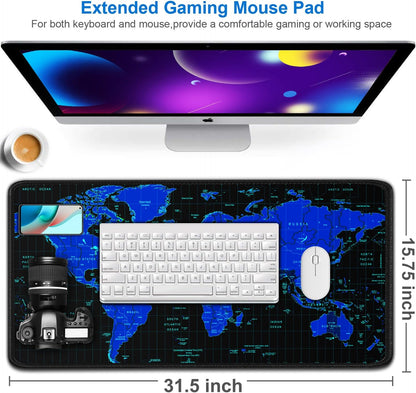 Large Gaming Mouse Pad, 31.5x15.7 inch Large Extended Computer Keyboard Mouse Mat, Water Resist Non-Slip Mousepad Rubber Base Long XXL Desk Mouse Pad for Work & Gaming, Office & Home, Black