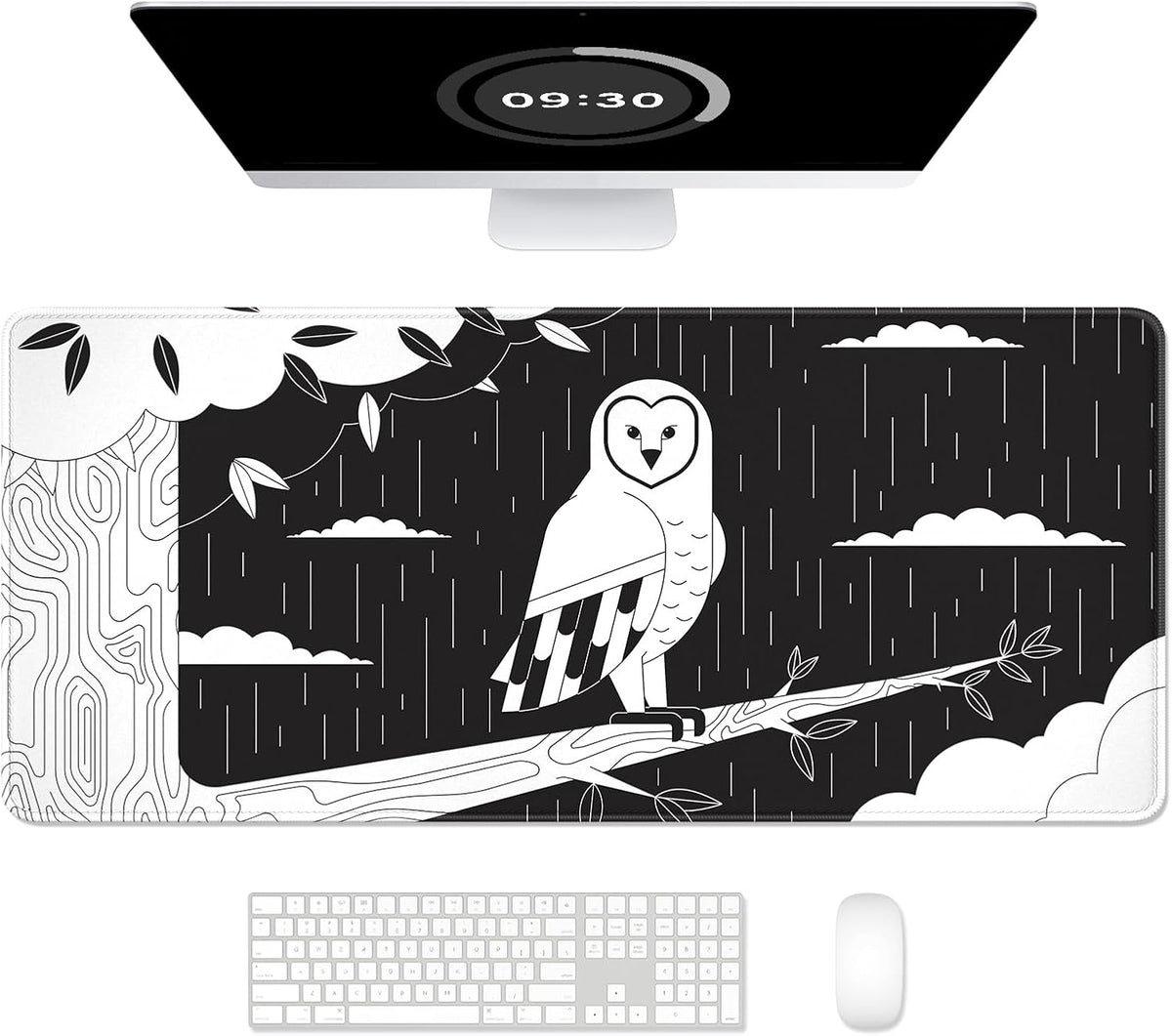 Auhoahsil Desk Mat, Ultra Large Mouse Pad, XXL Gaming Mousepad, Green Tropical Leaves Deskpad, Big Extended Full Size Mouse Pad, Desktop Desk Matt for Keyboard, Laptop & Computer, 35.5 x 15.7 in - Colors A