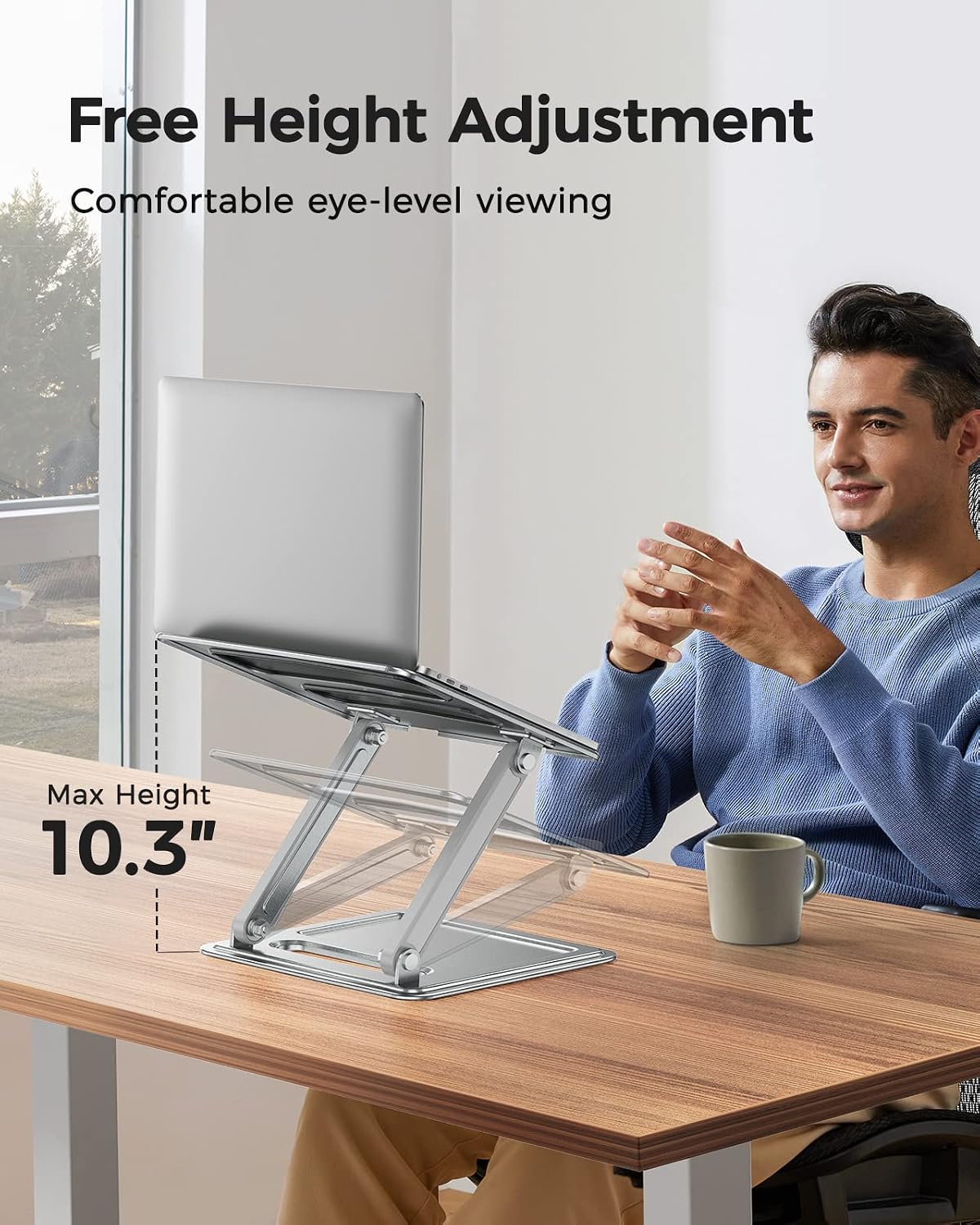 LORYERGO Adjustable Laptop Stand, Portable for 17.3inch Laptops, Holds Up to 17.6lbs, Ergonomic Posture & Heat Dissipation